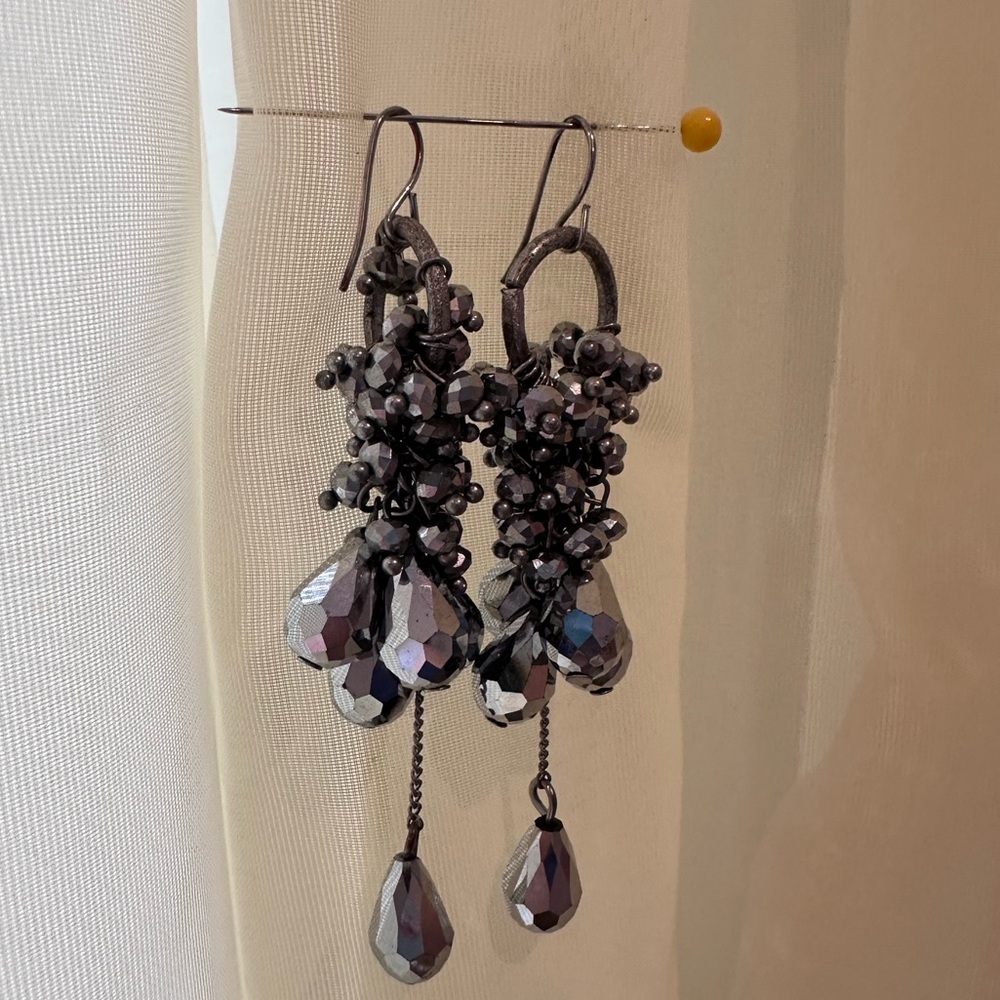 Elegant Black Beaded sparkles, Dangle Earrings